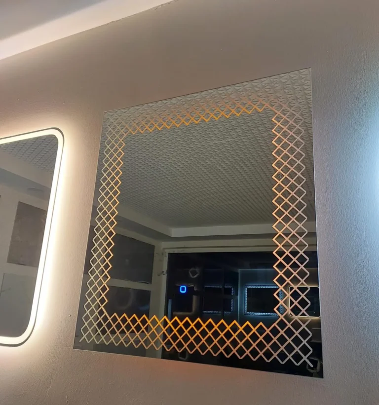 Baklava desen kumlamalı LED ayna — Optima Cam Ayna, Ankara